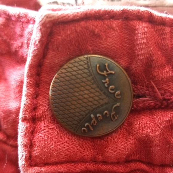 Free People Textured Jaquard Skinny Jean Cranberry Red Sz: 29 - Picture 6 of 8